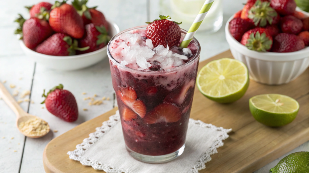 Strawberry Açaí Refresher With Coconut Milk and Lime Zest