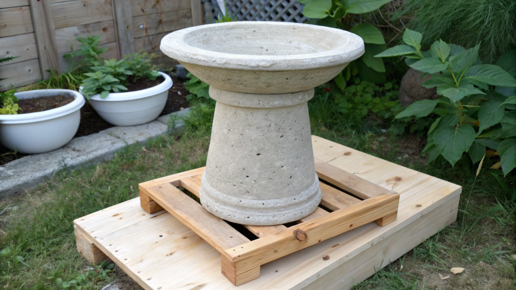 Concrete Look Hypertufa Pedestal for Small Pots