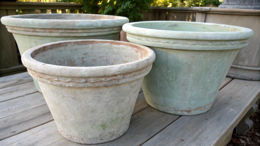 Patina Washed Hypertufa Pots With Natural Texture