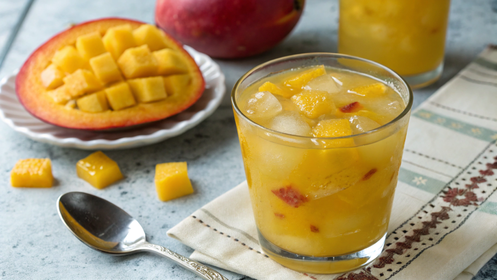 Mango Dragonfruit Refresher With Frozen Peach Cubes