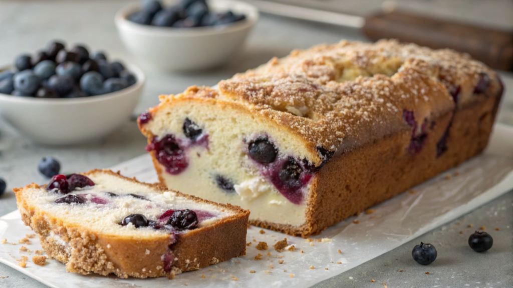 Sourdough Blueberry Cream Cheese Loaf With a Tangy Crumb