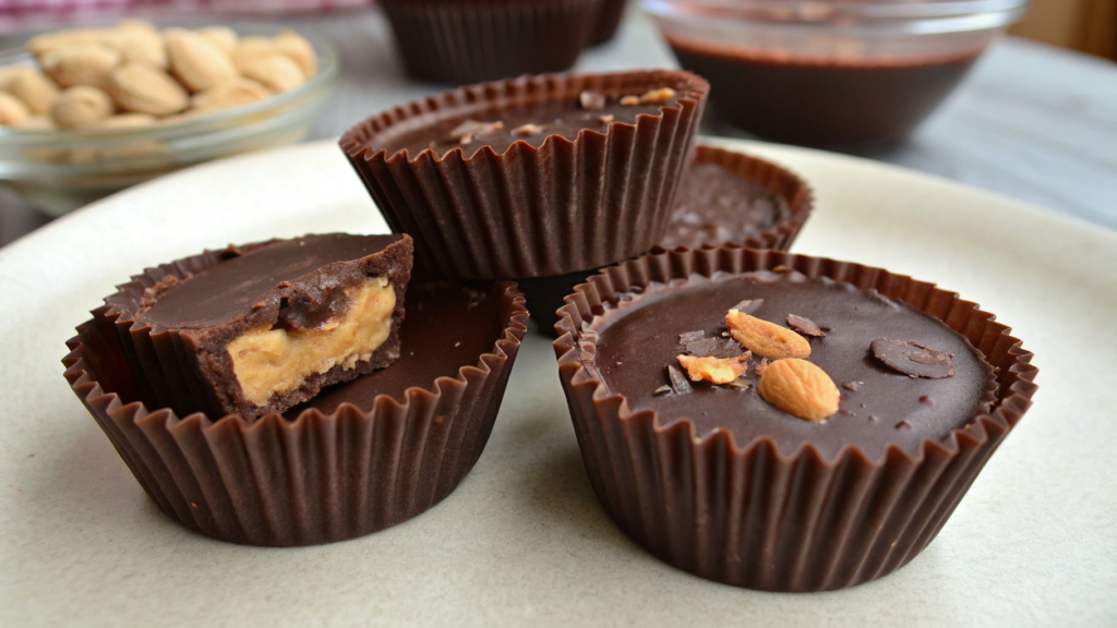 Sugar free homemade Reese’s cups with allulose and dark chocolate