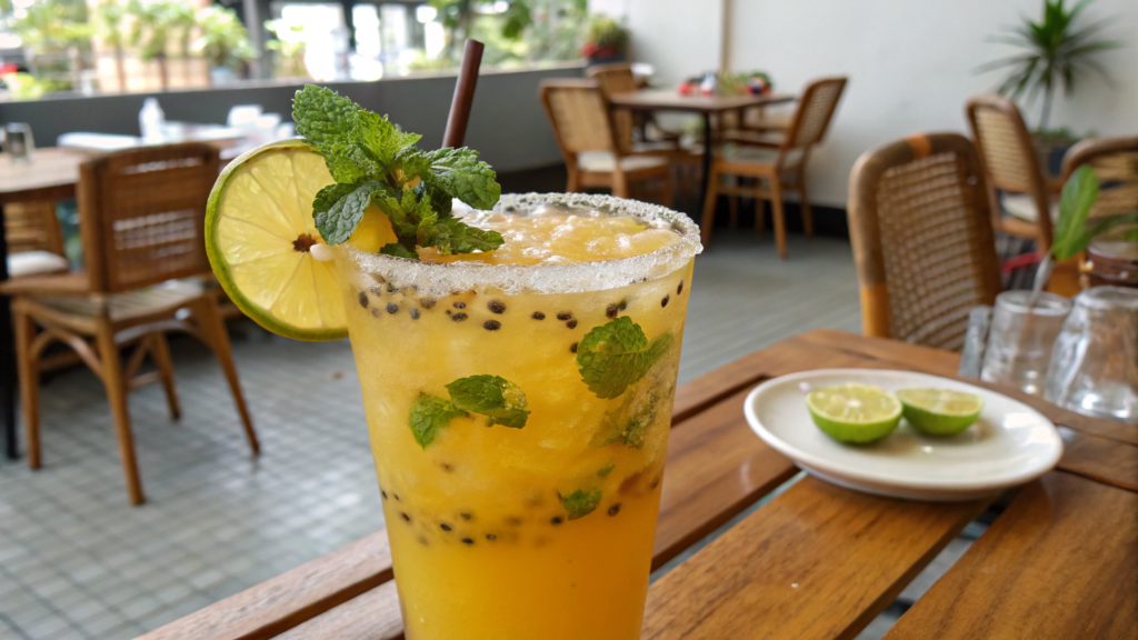 Pineapple Passionfruit Refresher With Mint and Citrus Salt