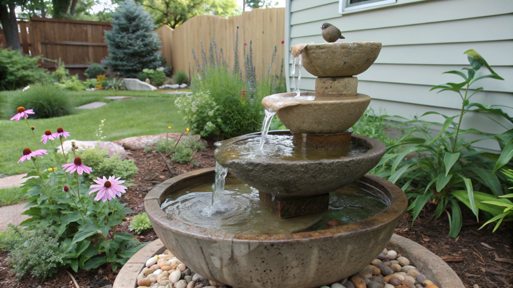 Stacked Bowl Hypertufa Water Feature