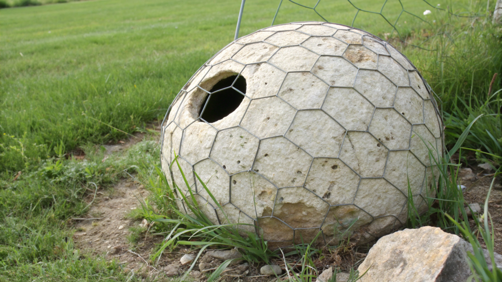 Chicken Wire Hypertufa Sphere Sculpture