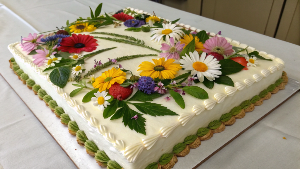 Rectangle Wildflower Garden Party Cake
