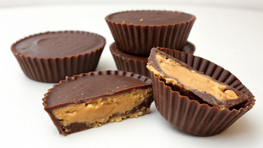 Homemade Reese’s cups with PB2 and maple syrup filling