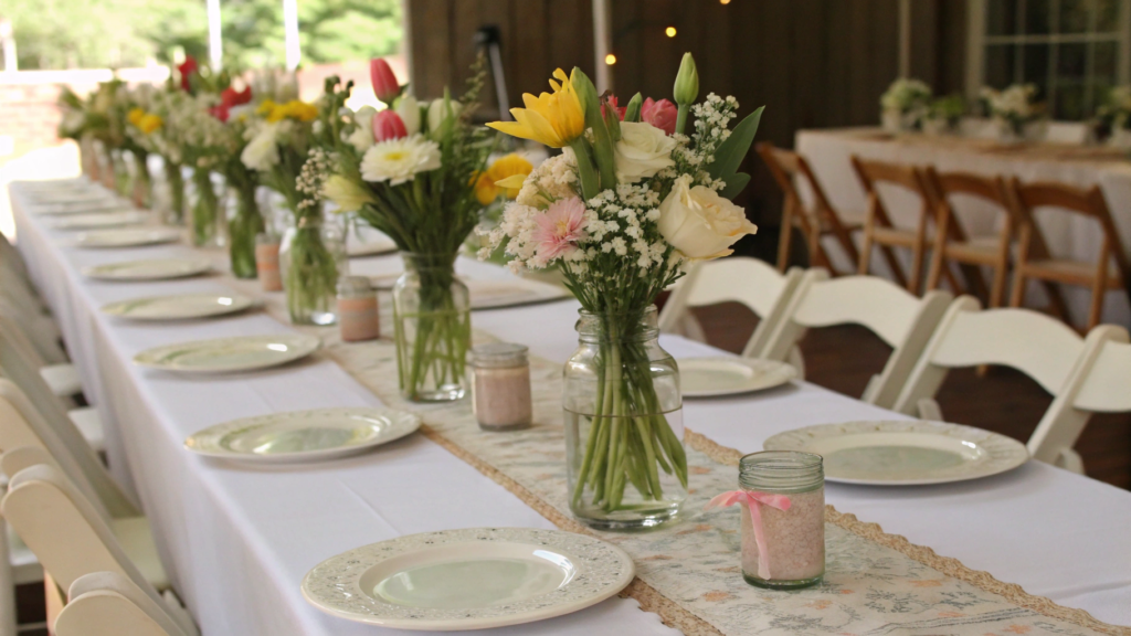 Wedding table bud vase formula for mixed stem types