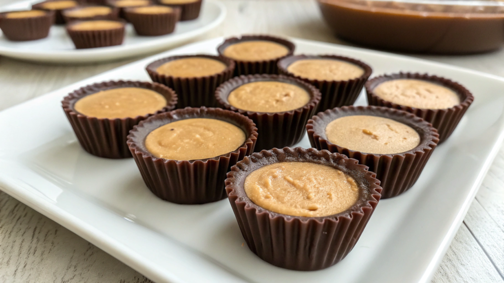Homemade Reese’s cups with almond flour peanut butter dough