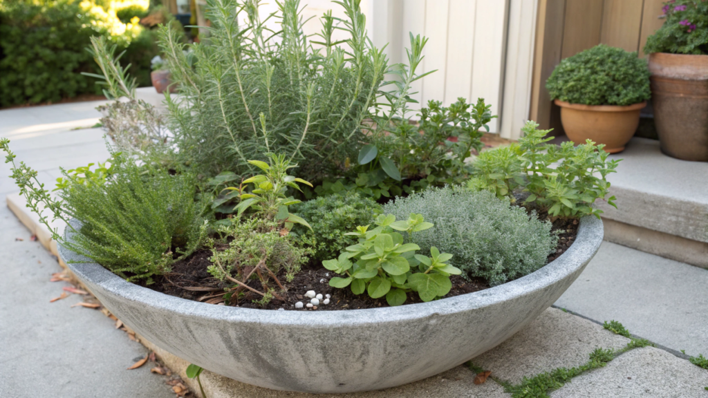 Italian Herb Bowl Hypertufa Planter
