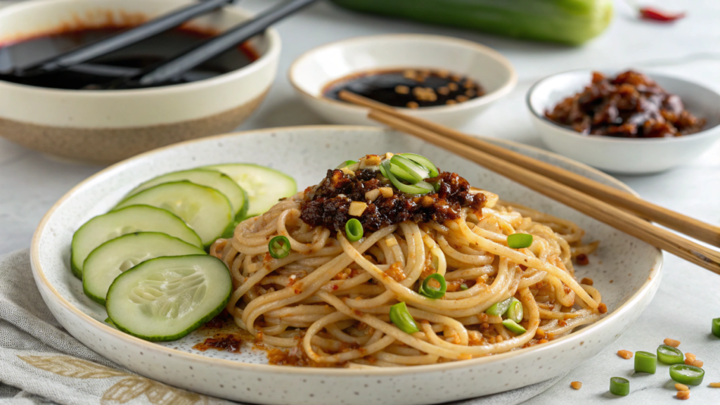 Sichuan cold noodles with chili crisp and black vinegar
