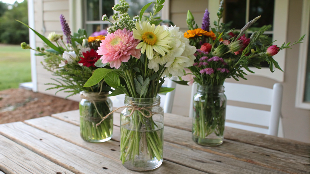 Simple Mason Jar Florals with Grocery Store Stems