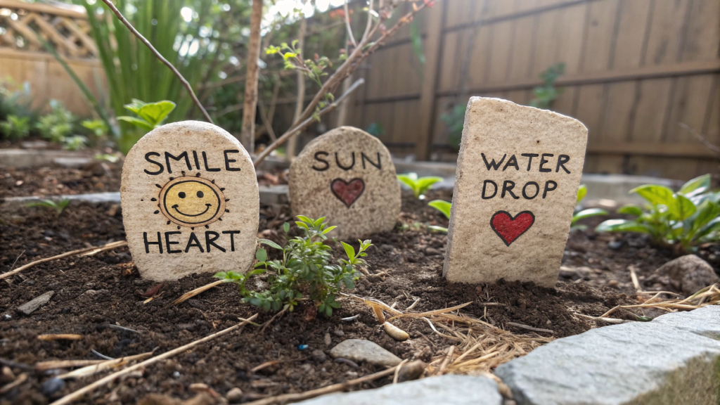 Emoji Stamp Hypertufa Garden Marker Stones