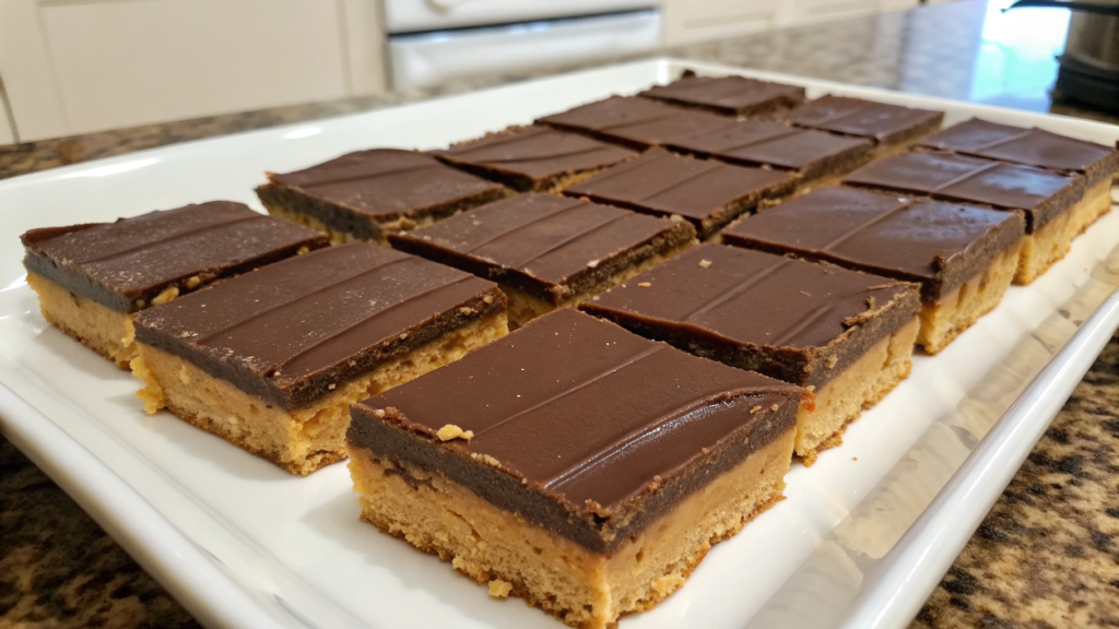 Homemade Reese’s cups bars with press-in crust and sheet pan