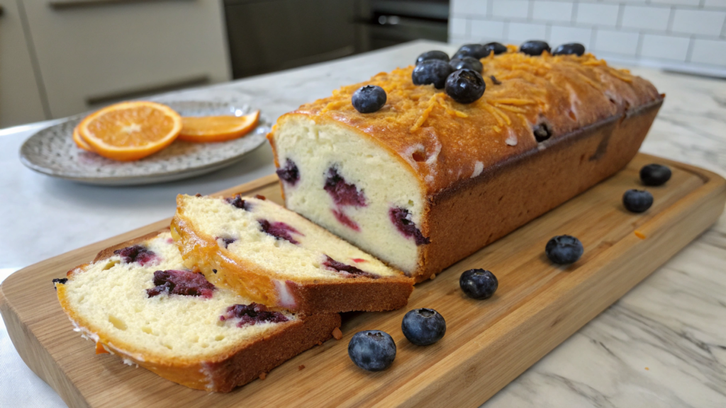 Orange Cardamom Blueberry Cream Cheese Loaf With a Bright Finish