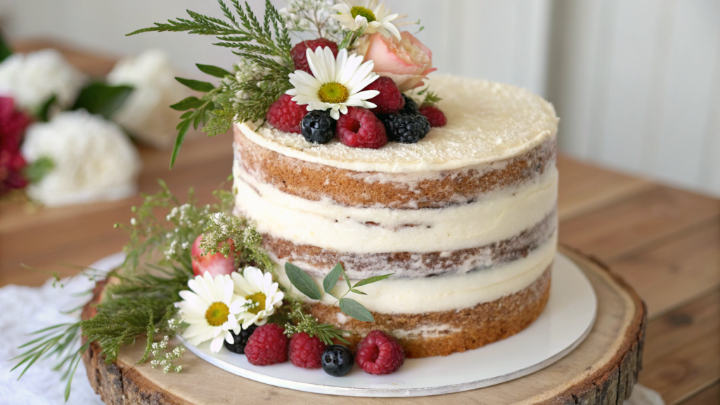 Rustic Wildflower Naked Cake With Honey Buttercream