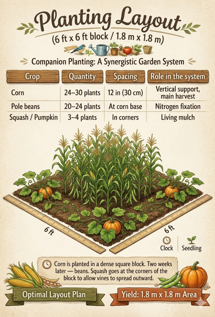 Planting Layout (6 ft x 6 ft block / 1.8 m x 1.8 m)