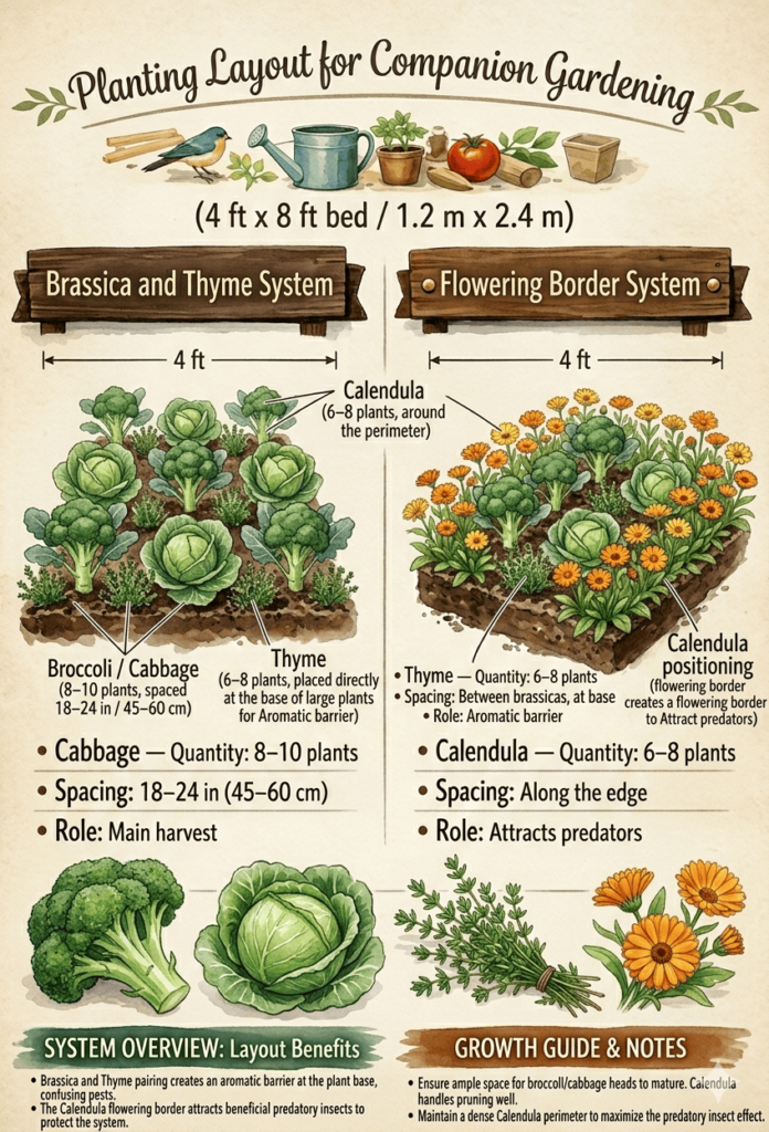 Planting Layout (4 ft x 8 ft bed / 1.2 m x 2.4 m)
