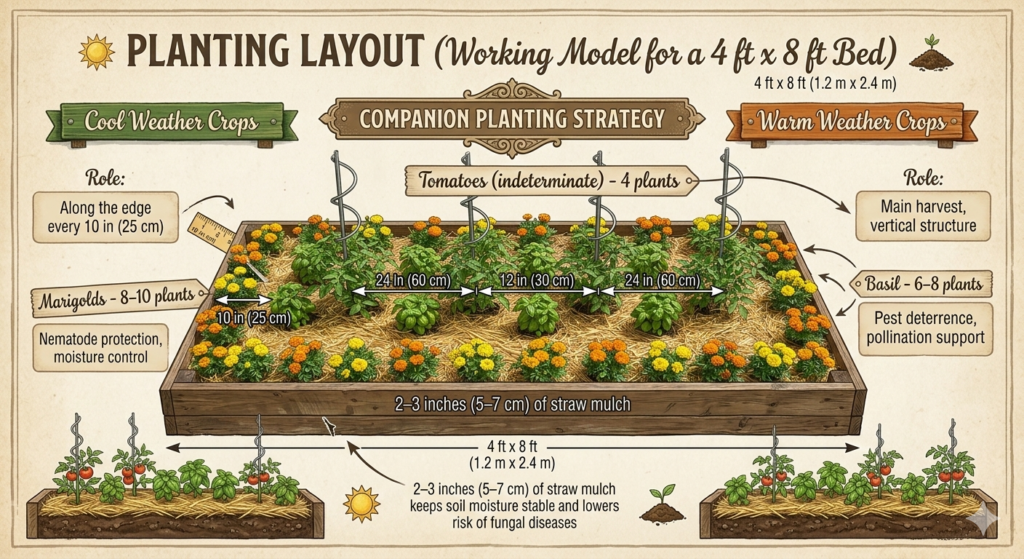 Planting Layout (Working Model for a 4 ft x 8 ft Bed)
