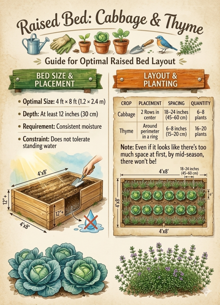 Raised bed: cabbage and thyme