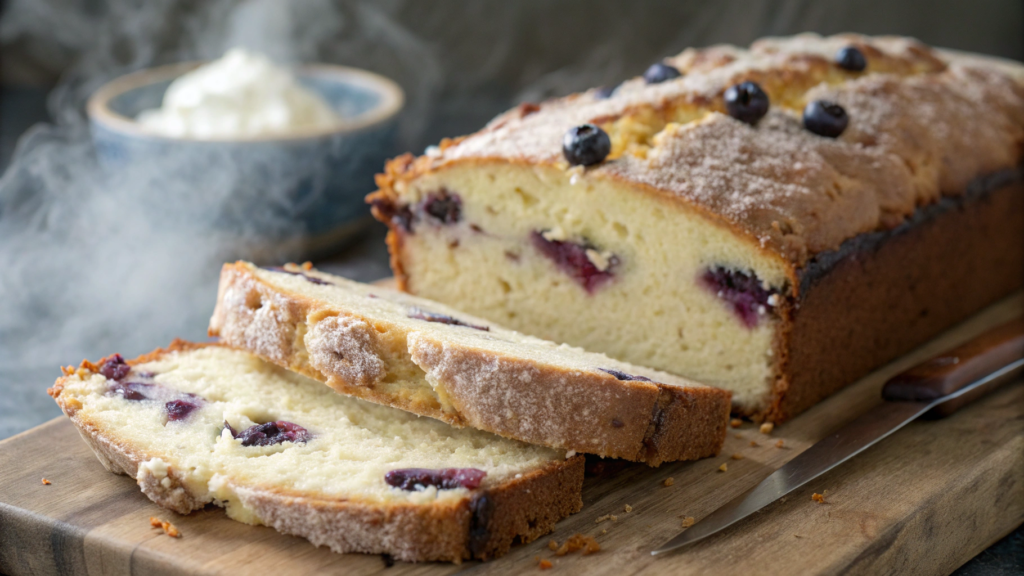 Almond Flour Blueberry Cream Cheese Loaf With a Creamy Center