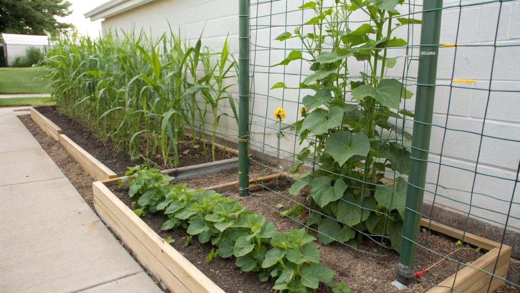 Cucumber and Corn Trellis Hack With a Clear Airflow Gap