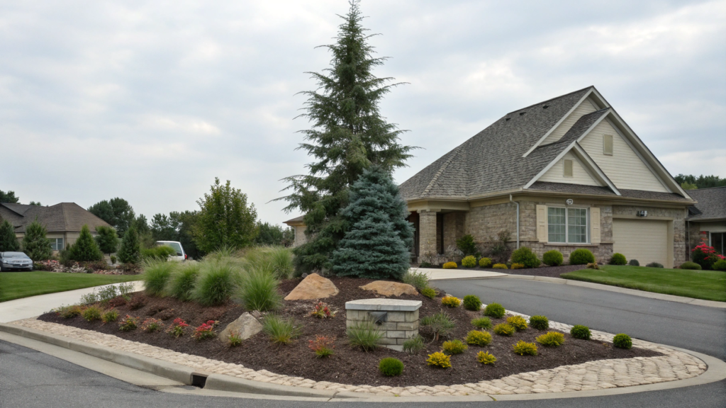 Curb Appeal Triangle Layout With One Statement Tree 