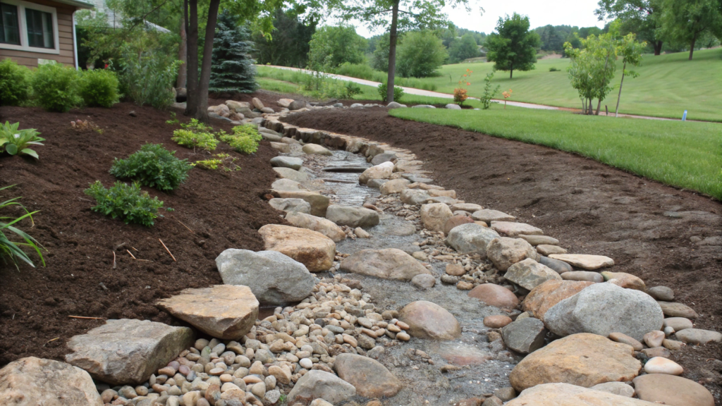 Dry Creek Rock Path Layout That Solves Drainage