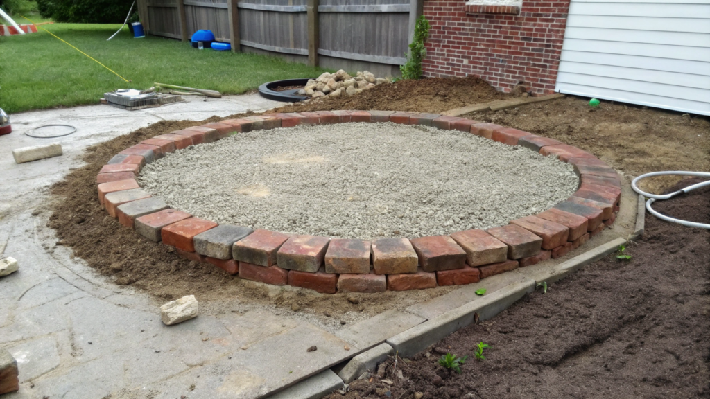 Fire Pit Gravel Pad With Brick Ring Layout