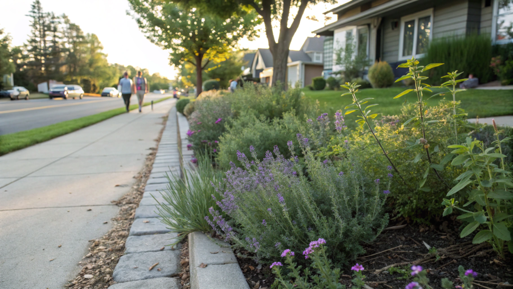 Front Yard Herb Strip That Smells Amazing By The Sidewalk