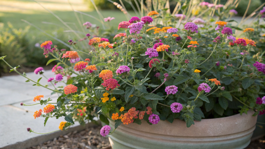 Pollinator Pot With Lantana and Verbena