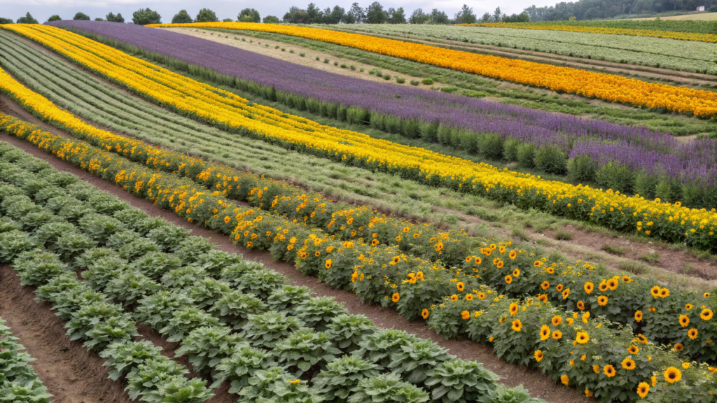 Full Sun Flower Beds With Repeating Color Blocks 