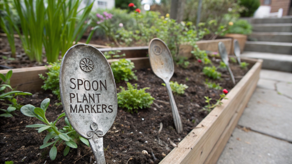 Vintage Spoon Plant Markers With Stamped Labels