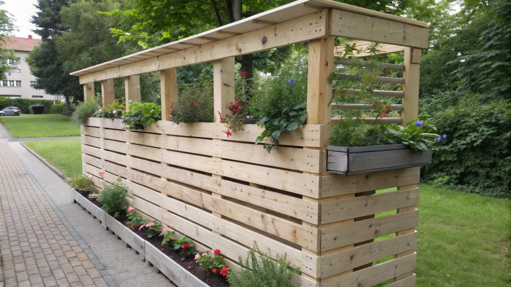 Pallet Privacy Screen With Built In Planter Ledge