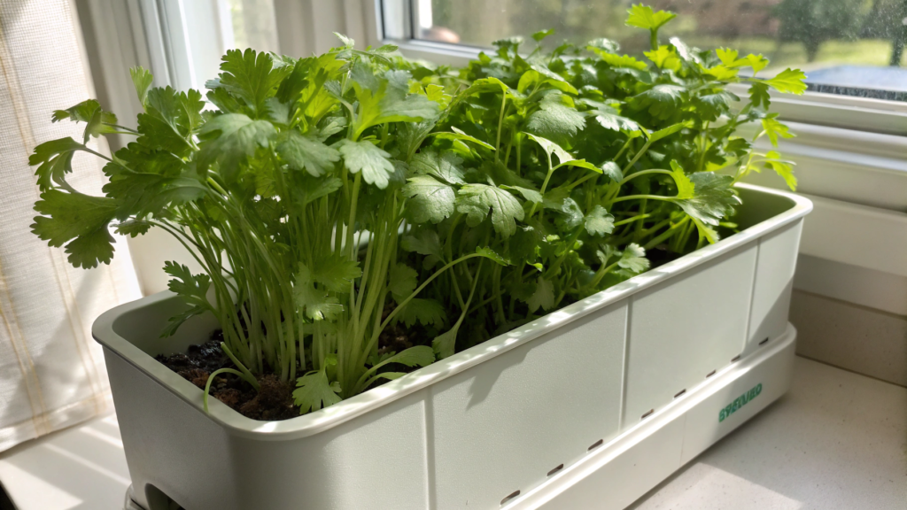 Self watering herb box for cilantro that never bolts