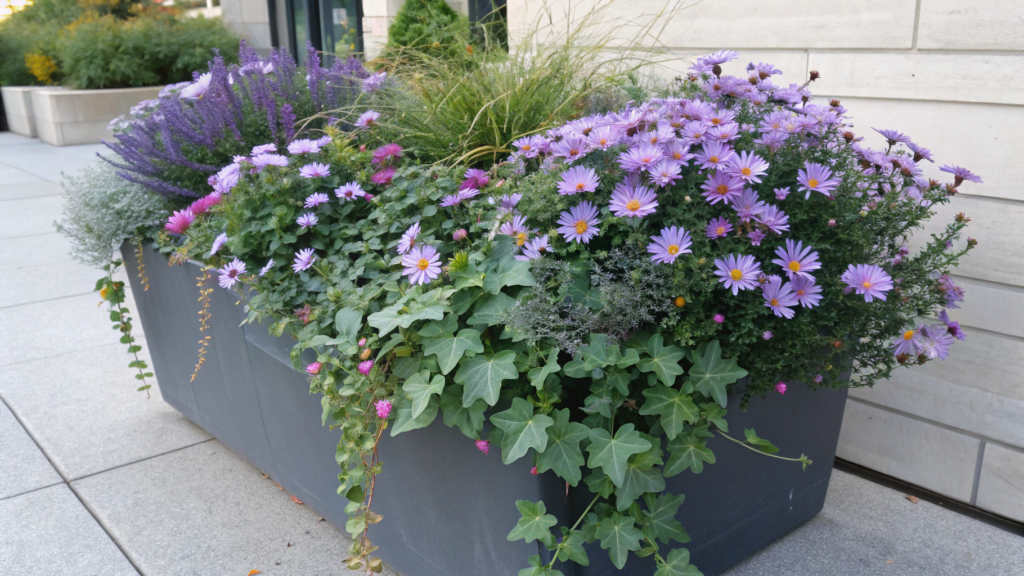 Aster and Ivy Trail Planter For Cooler Nights
