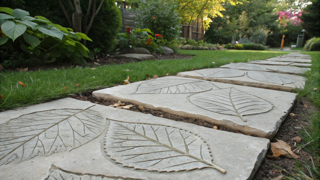 Concrete Leaf Stepping Stones With Crisp Veins