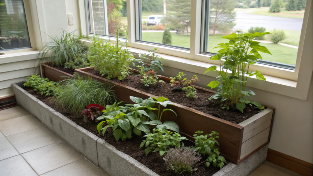 Under Window Layered Bed With Tall to Short Planting