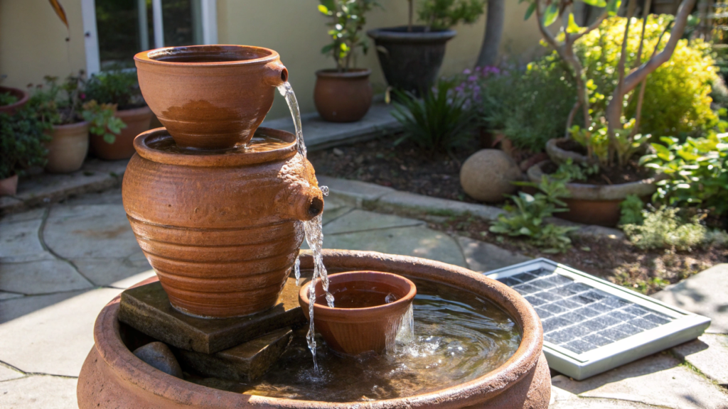 Terracotta Pot Fountain Using a Solar Pump