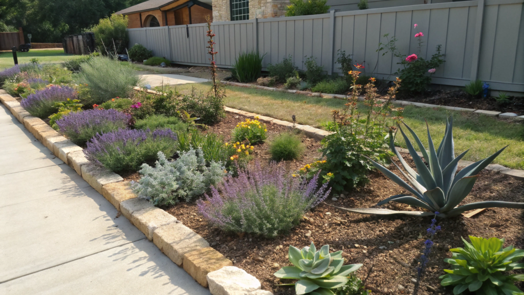 Simple Texas Full Sun Bed With Heat Proof Perennials