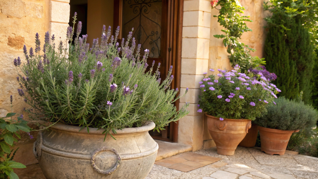 Mediterranean Look Pot With Lavender and Rosemary