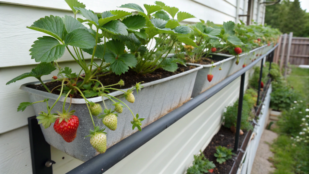 Hanging Gutter Strawberry Planter With End Caps