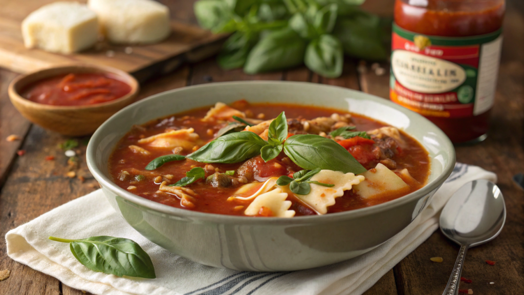 Easy Lasagna Soup Recipe With Jar Sauce Upgrade and Fresh Basil
