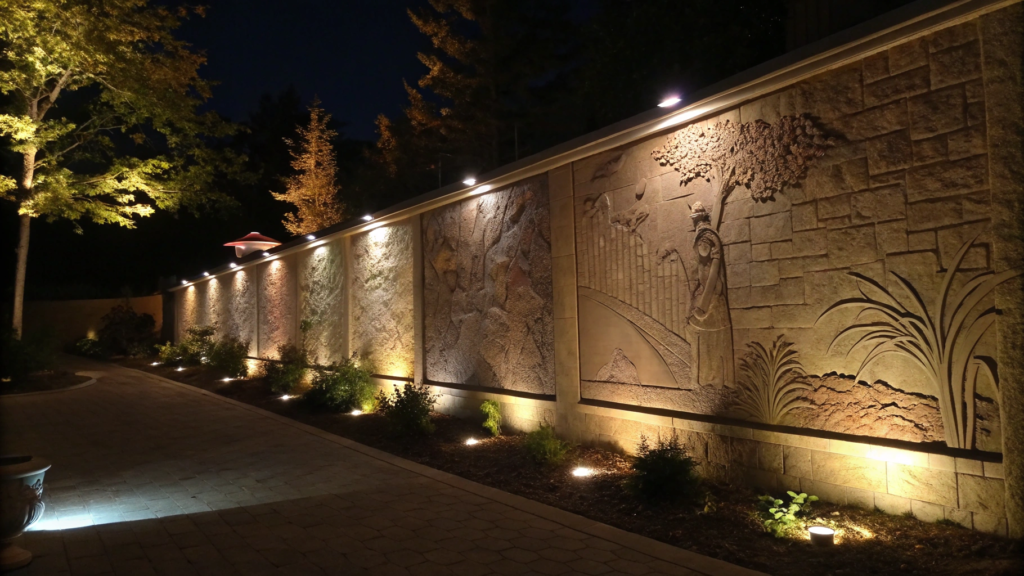 Nighttime Mural Reveal Using Solar Spot Uplights