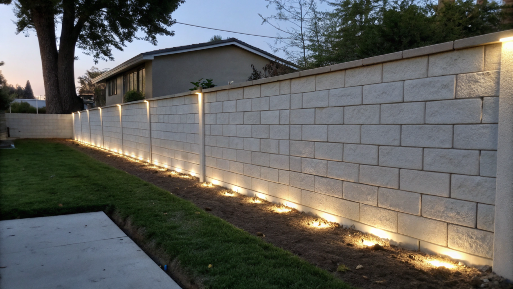 Cinder Block Garden Wall With Hidden LED Strip Channel