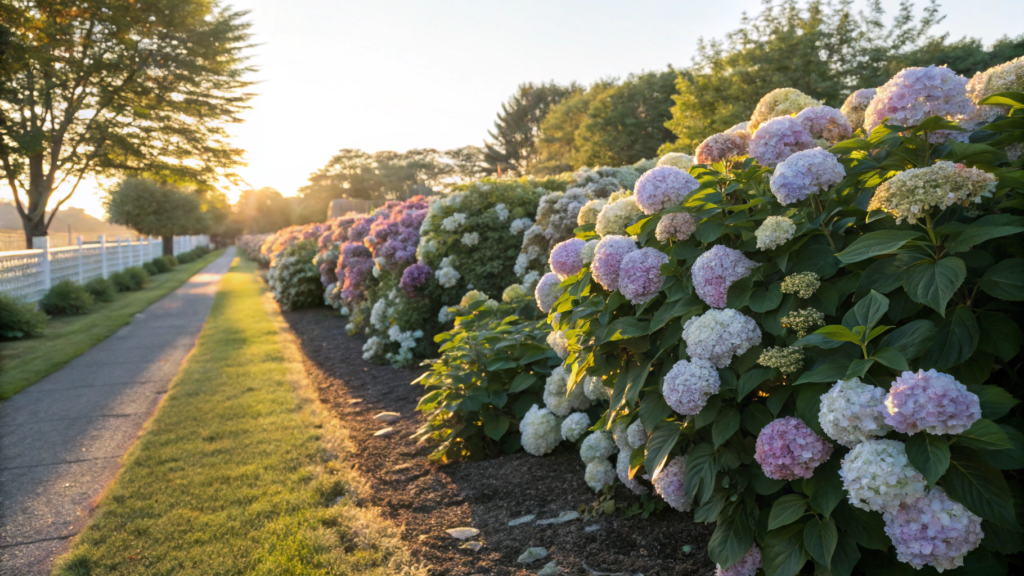 Hydrangea Privacy Row With Morning Sun Placement