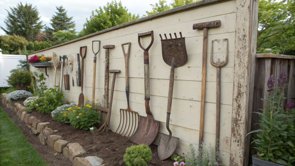 Garden Wall Art Made From Oversized Vintage Tool Shapes
