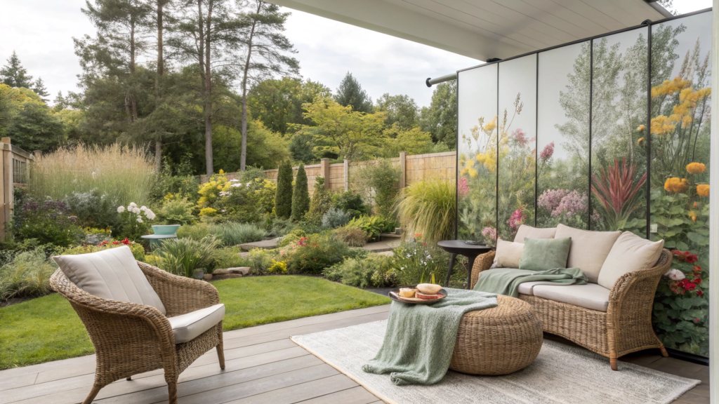 Garden Wallpaper Aesthetic Feature Using Removable Vinyl Panels