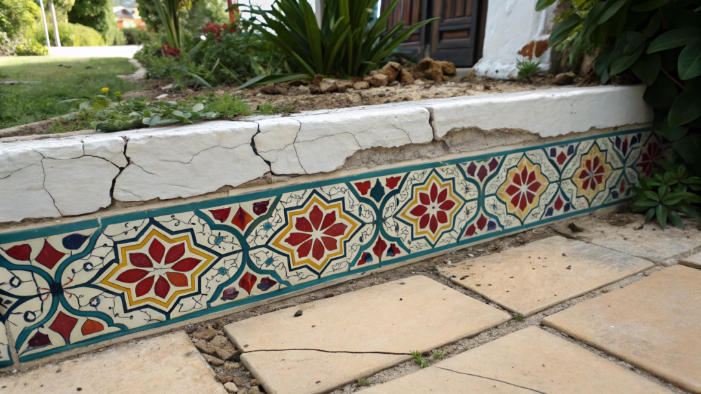 Moroccan Tile Stencil Border That Hides Old Cracks