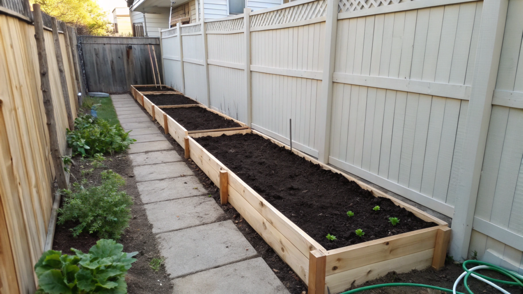 Narrow Fence Line Raised Bed for Tight Side Yards